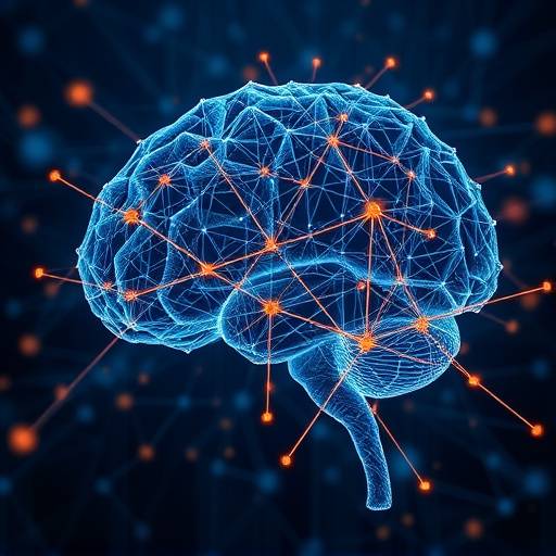 A neural network diagram simulating human brain activity